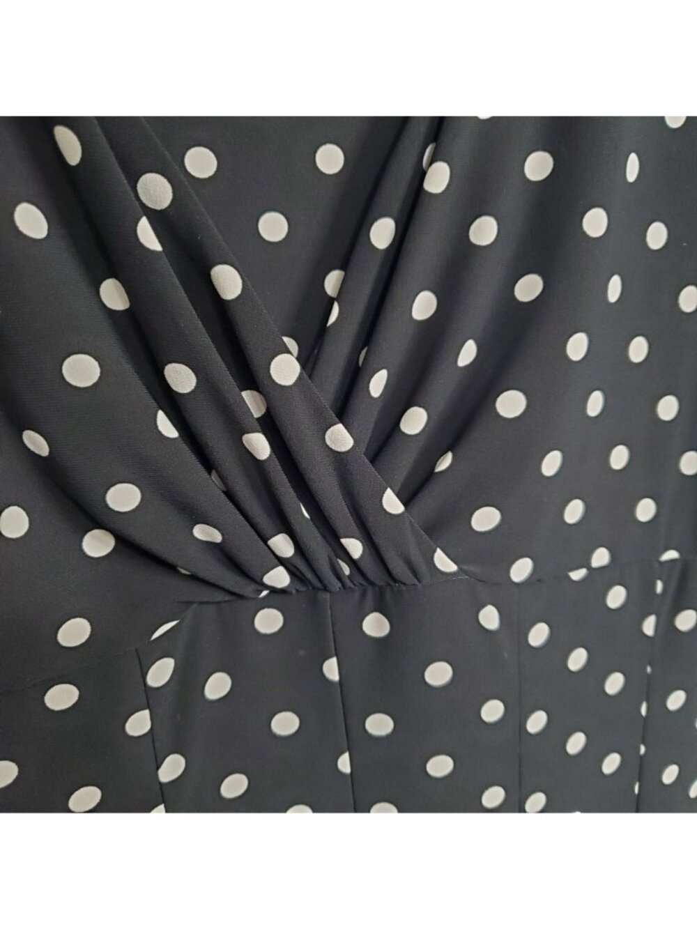 LRL Ralph Lauren Size 14 Dress Polka Dot Fit Flare Classic V-neck Twist Pull On - Picture 8 of 11